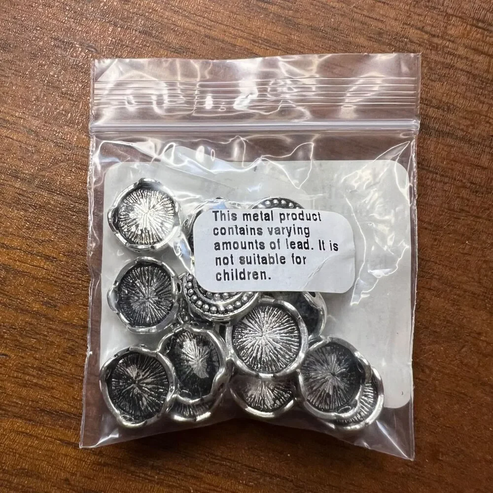 Jewelry Making Lot Pewter and Crystal Round Spacers Silver and Sapphire Blue